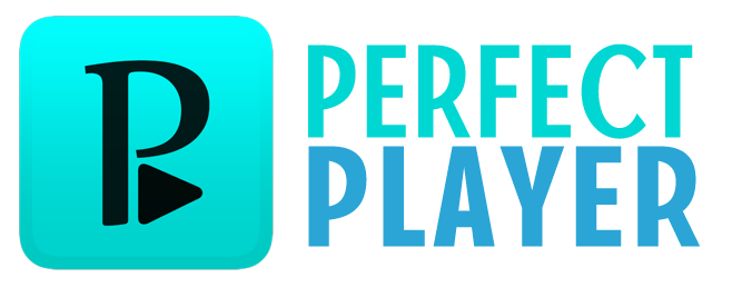 Perfect Player-logotyp med svart P-ikon på turkos bakgrund - enkel IPTV-app för nybörjare
